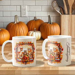 Thanksgiving Woodland Animals Autumn Leaves Coffee Mug