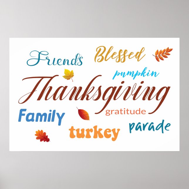Thanksgiving Word Cloud Poster (Front)