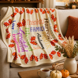 Thanksgiving Word List Fleece Blanket