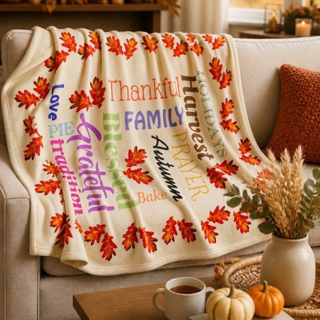 Thanksgiving Word List Fleece Blanket (Creator Uploaded)