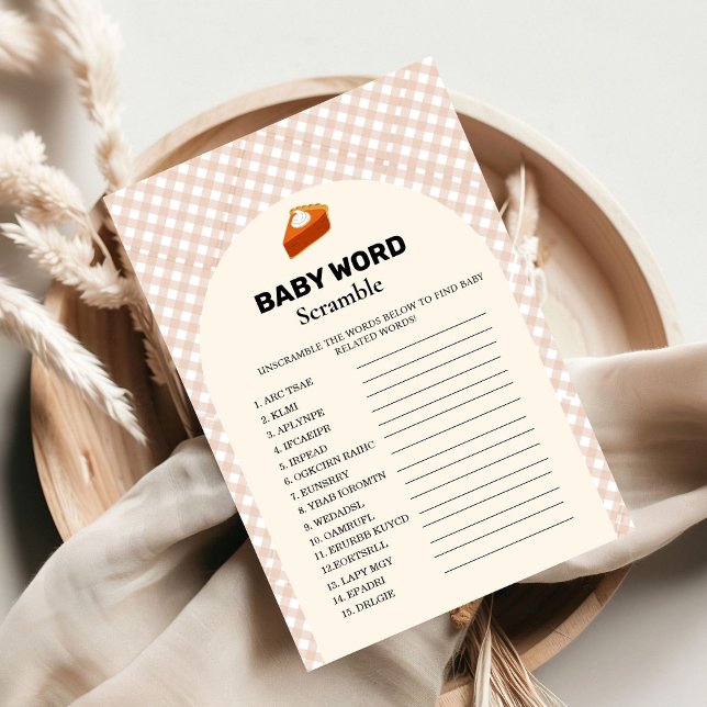 Thanksgiving  word scramble baby shower game card (Creator Uploaded)