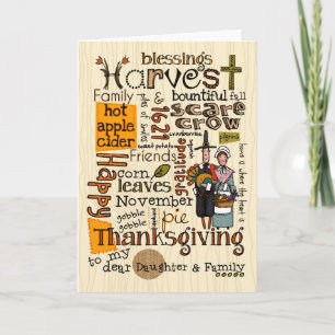 Thanksgiving Wordcloud - Daughter & her Family Holiday Card