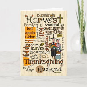 Thanksgiving Wordcloud — Husband Holiday Card