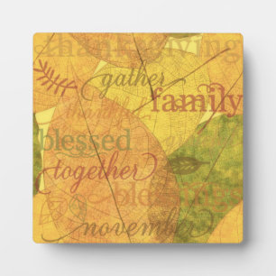 Thanksgiving words and leaves plaque