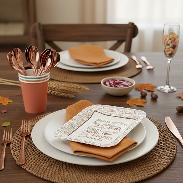 Thanksgiving words collage paper plates (Creator Uploaded)