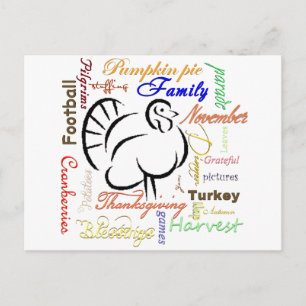 Thanksgiving words holiday postcard