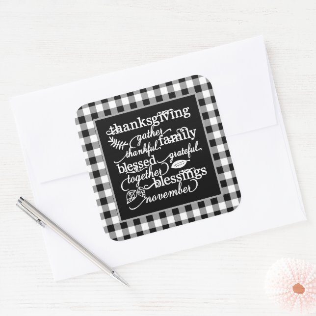 Thanksgiving words square sticker (Envelope)
