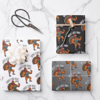 Thanksgiving Wrapping Paper Flat Sheet Set of 3