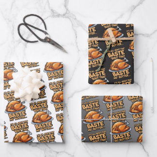 Thanksgiving Wrapping Paper Flat Sheet Set of 3