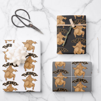 Thanksgiving Wrapping Paper Flat Sheet Set of 3