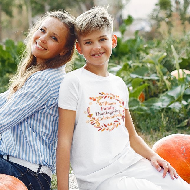 Thanksgiving Wreath Custom Family Reunion Kids T-Shirt (Creator Uploaded)