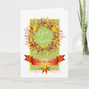 Thanksgiving Wreath for Sister Custom Front Card