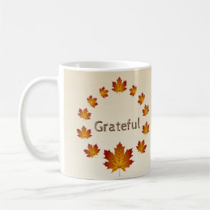 Thanksgiving Wreath Grateful Simple Maple Leaves Coffee Mug