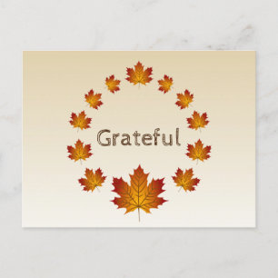 Thanksgiving Wreath Grateful Simple Maple Leaves Postcard