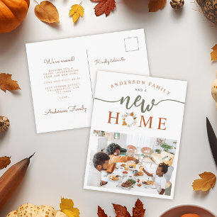 Thanksgiving Wreath Photo New Home Holiday Moving Announcement Postcard