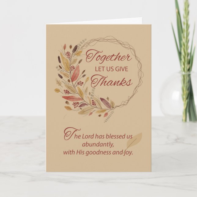 Thanksgiving Wreath Religious Blessings Together Card (Front)