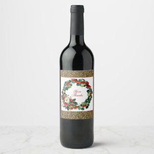 Thanksgiving Wreath Watercolor Design Wine Label