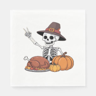 Thanksgiving X-ray Skeleton Funny Rock Hand Fall L Napkin
