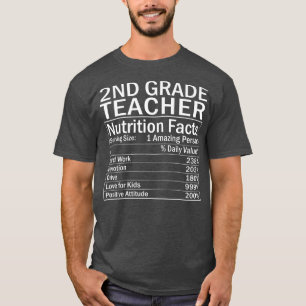 Thanksgiving Xmas 2nd Grade Teacher Nutrition Fact T-Shirt