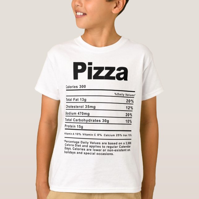 Thanksgiving Xmas Costume Nutrition Facts Pizza  T-Shirt (Front)
