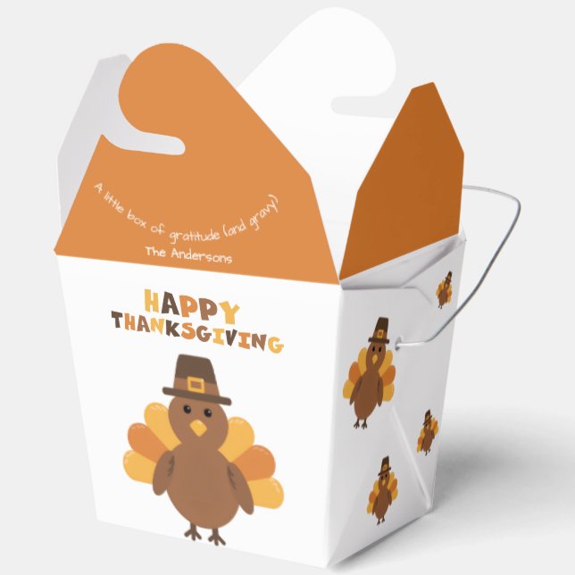 Thanksgiving Yellow Orange Turkey Big Leftovers  Favour Box (Open)