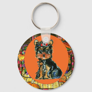 Thanksgiving Yorkie Poo Key Ring