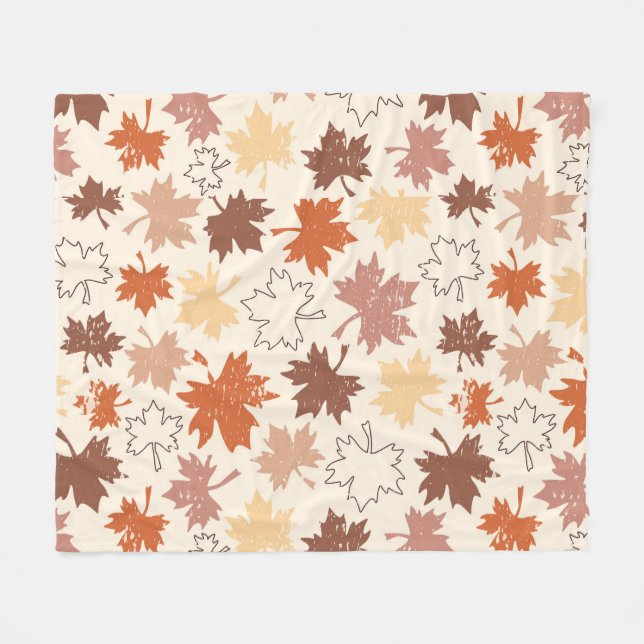 Thanksgivings day design, autumn natural leaves fleece blanket (Front (Horizontal))