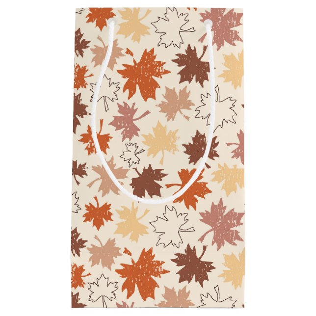 Thanksgivings day design, autumn natural leaves small gift bag (Front)