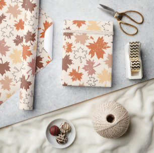 Thanksgivings day design, autumn natural leaves wrapping paper