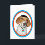 Thanksgivukkah Funny Hound Dog with Yamaka Holiday Card<br><div class="desc">An adorable rescue hound named "Charley" is featured wearing a yamaka and star of david necklace in this humourous photo image Thanksgivukkah design by artist c.a.teresa, Thanksgivukkah is the combined Jewish holiday of Hanukkah and Thanksgiving which will be falling on the same day this year. Celebrate this joyful event with...</div>