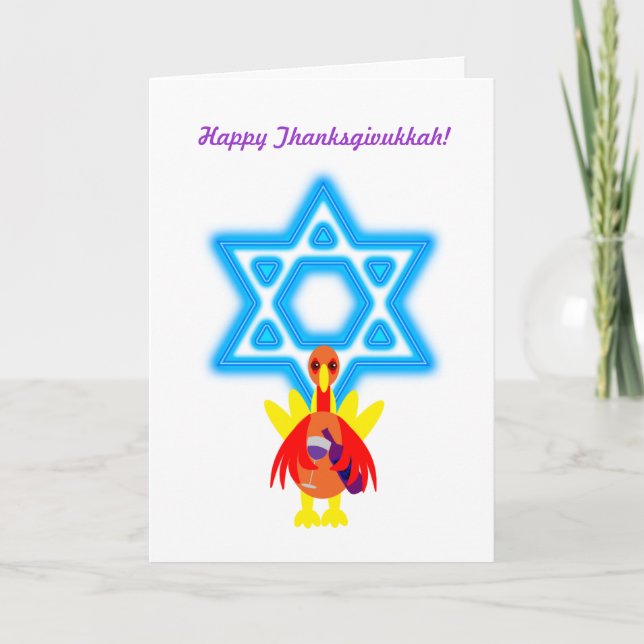 Thanksgivukkah Funny Turkey w Wine Invitations (Front)