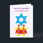 Thanksgivukkah Funny Turkeys Wine Greeting Card<br><div class="desc">A humourous original c.a.teresa illustration greeting card or invitation of a turkey couple having a glass of kosher wine with beautiful Star of David background. The perfect card to celebrate the combination of Thanksgiving and Hanukkah which will be falling together this year. These colourful festive cards can also be customised...</div>