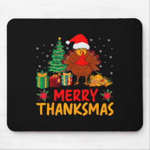 Thanksmas Christmas Thanksgiving Turkey Santa Mouse Pad