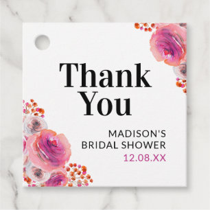 Thankyou Bright Floral Bridal Shower Favour Tag