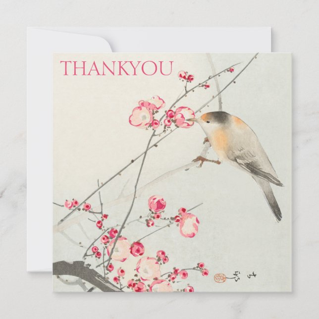 THANKYOU CARD : OHARA KOSON : SONGBIRD ON BLOSSOM (Front)