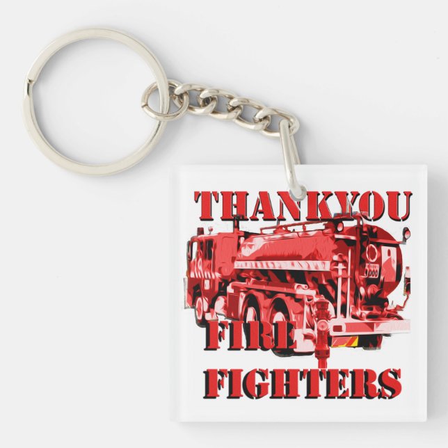 Thankyou Fire Fighters Fire Truck Design, Key Ring (Front)
