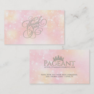 ThankYou Typography Pastel Sparkly Background Discount Card