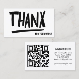 THANX Brushstroke Thanks for Your Order QR Code Business Card