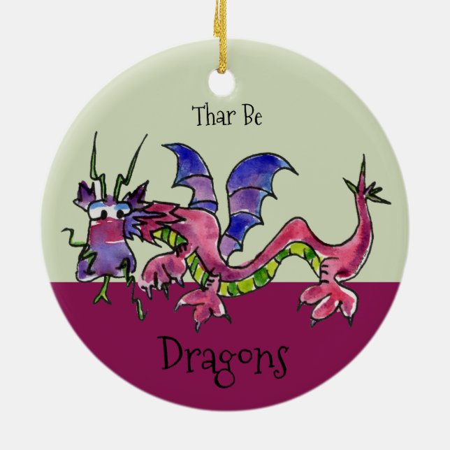 Thar Be Dragons Ceramic Tree Decoration (Back)