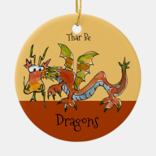 Thar Be Dragons Ceramic Tree Decoration