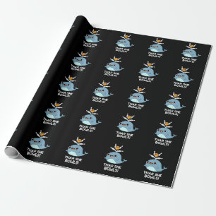 Thar She Bowls Funny Whale Bowling Pun Dark BG Wrapping Paper
