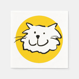 That cat is smiling. Smiling cartoon Cat's face Napkin