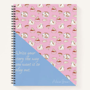 That Cat Life Cute Cat Pattern Blue Pink with Name Notebook