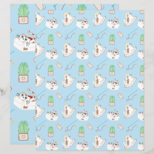 That Cat Life Doodle Cat Pattern Blue Scrapbooking