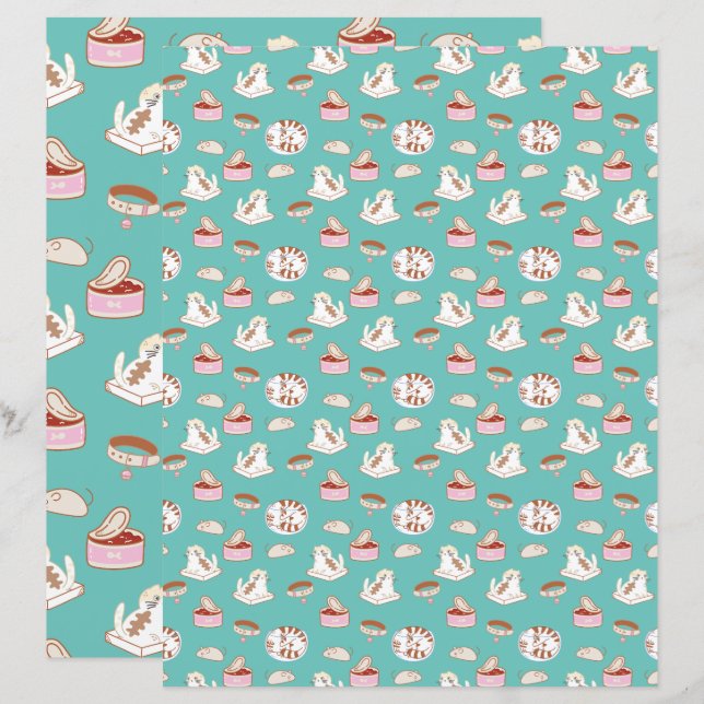That Cat Life green Pattern Scrapbooking Paper (Front/Back)