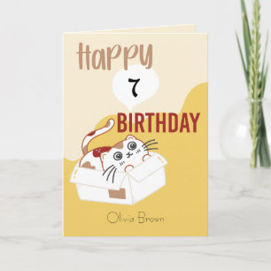 That Cat Life Kitty in Box Kids Editable Birthday Card