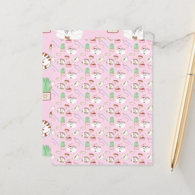 That Cat Life Pattern pink Scrapbooking Paper (Front/Back In Situ)