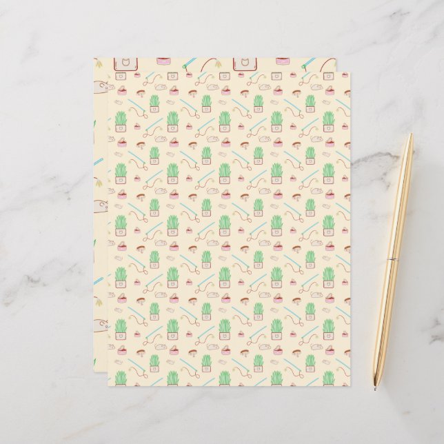 That Cat Life Toys Pattern Scrapbooking Paper (Front/Back In Situ)