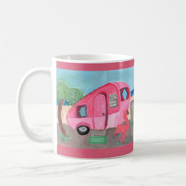 That Cute Pink Fifties Beach Trailer Coffee Mug (Left)
