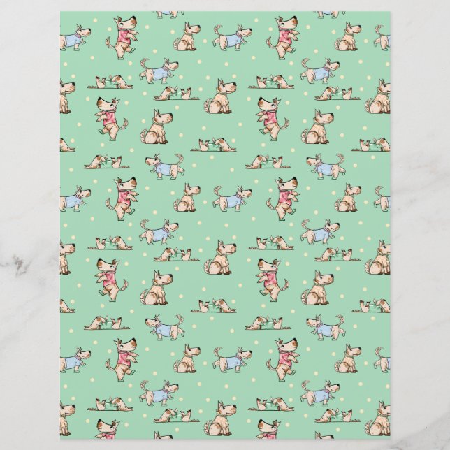 That Dog Life Green Pattern Scrapbooking Paper (Front)